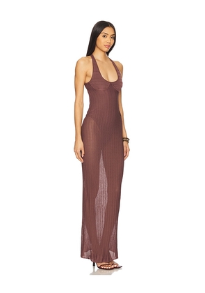 NBD Clover Maxi Dress in Brown. Size M. Also in XS, S, L, XL.