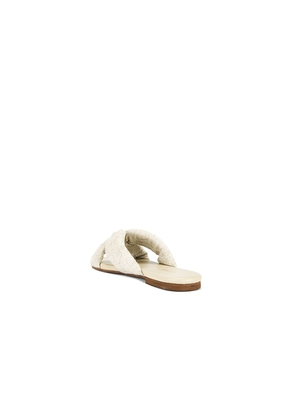 Kaanas Banha Chunky Criss Cross Linen Sandal in Cream. Size 10. Also in 7, 9.