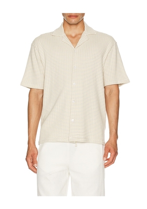 KROST Checkered Knit Bowling Shirt in Cream. Size M. Also in S.
