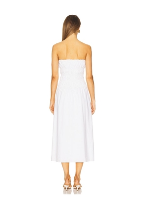 onia Air Linen Smocked Maxi Dress in White. Size M. Also in S, L.