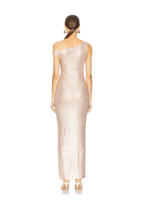 Norma Kamali Drop Shoulder Gown in Metallic Neutral. Size M. Also in S, L, XL.