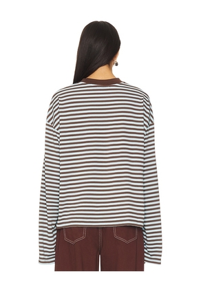 LIONESS Bloom Long Sleeve Top in Brown, Baby Blue. Size M. Also in XXS, XS, S, L, XL, XXL.