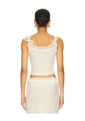 MARRKNULL Lace Layered Top in Beige. Size M. Also in L, S.