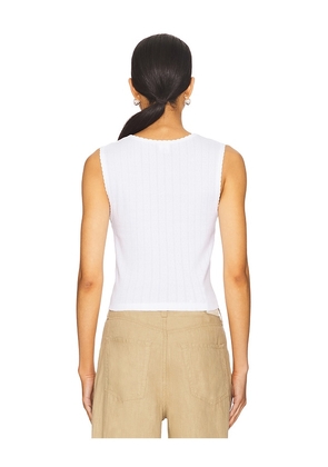 LESET Pointelle Sleeveless Crew Top in White. Size M. Also in XS, S, L, XL.