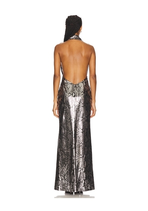 Lapointe Metal Snake Deep Cowl Neck Gown in Metallic Silver. Size 4. Also in 0, 6.