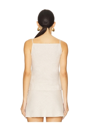 L'Academie Eula Linen Top in Beige. Size M. Also in S, L, XL.