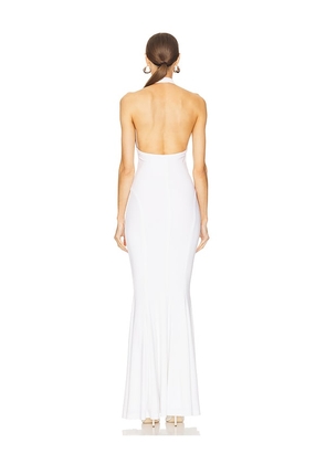 Norma Kamali Halter Fishtail Gown in White. Size S. Also in XS, M.