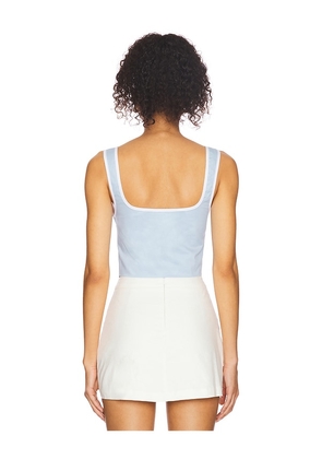 MORE TO COME Amelie Tie Front Top in Baby Blue. Size L. Also in M, XL.