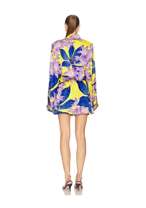 Muma World in The Garden Classic Shirt Dress in Blue,Yellow. Size M. Also in S, XS.