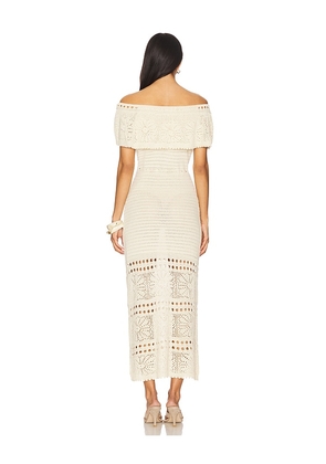 Line & Dot Wilda Crochet Sweater Dress in Neutral. Size M. Also in S, XS, L.
