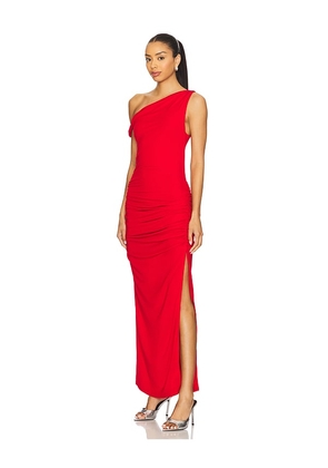 Line & Dot Erina Asymmetrical Maxi Dress in Red. Size M. Also in S, XS, L, XL.