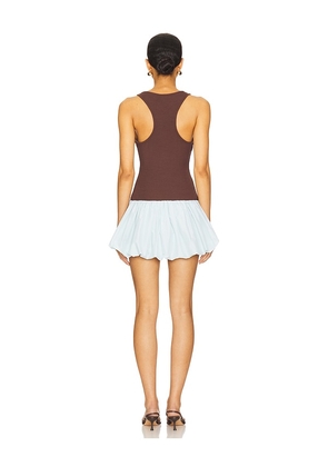 Lovers and Friends Elly Mini Dress in Chocolate,Baby Blue. Size M. Also in S, L, XL.