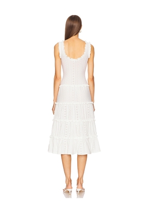 LOBA Carmen Midi Dress in White. Size M. Also in L, XL.