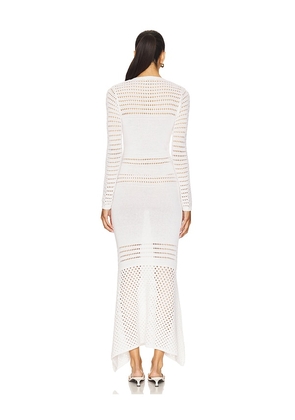 MATTHEW BRUCH Striped Mesh Handkerchief Midi Dress in White. Size S. Also in M.