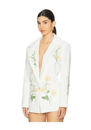 LA FUORI Summer Bloom Embellished Jacket in White. Size XS. Also in L.