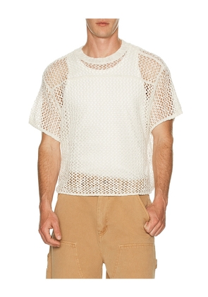 Obey Larry Football Knitted Tee in Cream. Size M. Also in L, XL/1X.