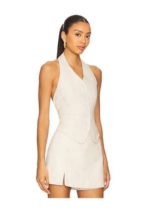 L'Academie Uma Linen Top in Beige. Size M. Also in XS, S, L, XL.