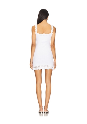 MAJORELLE Zahra Hand Crochet Rosette Mini Dress in White. Size M. Also in S.
