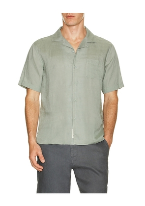onia Air Linen Convertible Vacation Shirt in Green. Size M. Also in S, L.