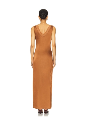 LIONESS Simi Maxi Dress in Cognac. Size M. Also in S.