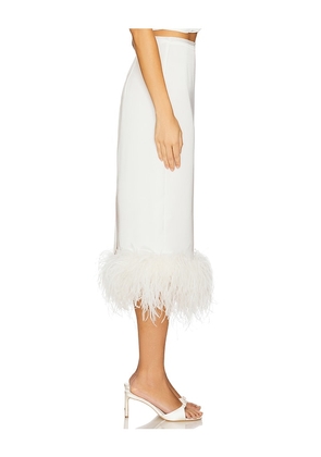 Milkwhite x REVOLVE Midi Skirt With Feathers in White. Size S. Also in XS, M.