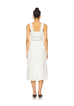 MAJORELLE Dora Midi Dress in White. Size M. Also in XXS, XS, S, L.
