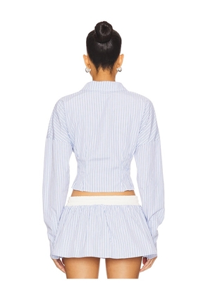 OW Collection Eliza Shirt in Blue. Size M. Also in S, XS.