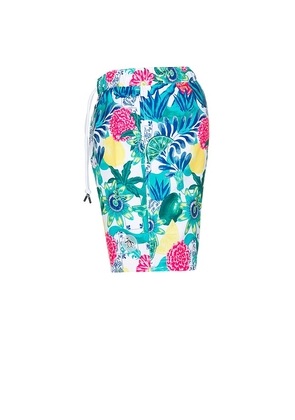 Original Penguin 7 Volley Floral Print Swim Shorts in Teal. Size M. Also in L, XL/1X.