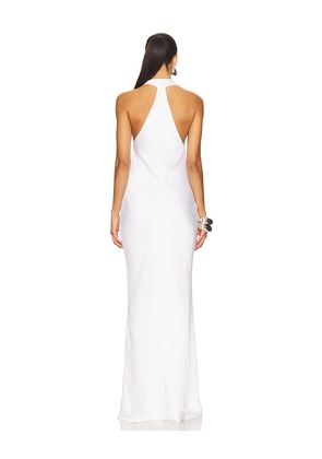 Norma Kamali Halter Drape Bias Gown in White. Size M. Also in XS, S, L.