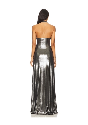MISHA The Jennifer Foil Jersey Dress in Black. Size M. Also in S, XS, L, XL.