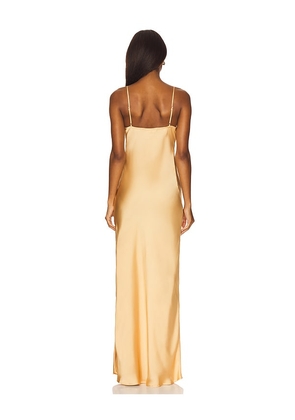 LIONESS About A Girl Maxi Dress in Metallic Gold, yellow. Size M. Also in XXS.