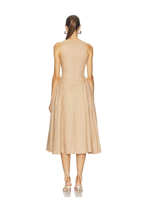 LPA Seina Midi Dress in Taupe. Size S. Also in XS, M.