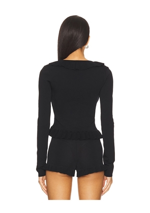 MAJORELLE Layilah Ruffle Cardigan in Black. Size M. Also in S, L, XL.