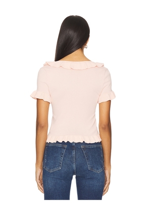 MAJORELLE Kaomi Ruffle Knit Top in Pink. Size M. Also in S, L, XL.