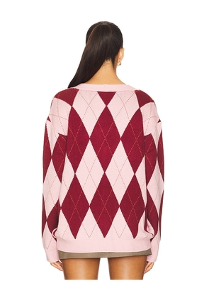MORE TO COME Josie Argyle Cardigan in Pink. Size M. Also in XS, S.