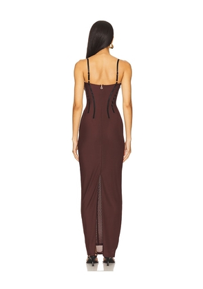 Nookie Allegra Maxi Dress in Brown. Size M. Also in XS, S, XL.