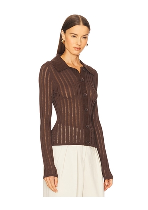 L'Academie Olivie Cardigan in Chocolate. Size M. Also in XS, XXS, S.