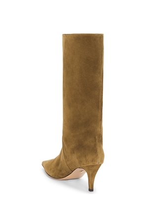 Lola Cruz Mid Calf Boot in Olive. Size 39. Also in 38.