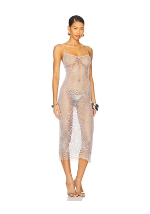 Lovers and Friends Katja Beaded Crochet Midi Dress in Slate. Size M. Also in XS, S, L.