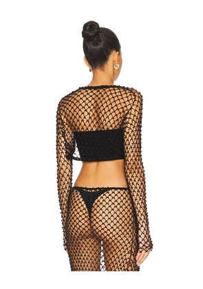 Lovers and Friends Mattilda Beaded Crochet Bolero in Black. Size S. Also in M.