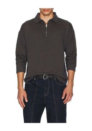 KROST Mini Jacquard Zip Polo in Brown. Size M. Also in L.