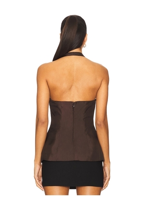 MISHA The Alusia Silk Top in Chocolate. Size M. Also in S, XS, L, XL.