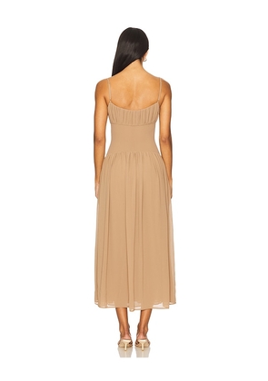 LPA Dawn Midi Dress in Brown. Size M. Also in XXS, XS, S, L, XL.