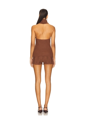 MORE TO COME Kalani Short Set in Brown. Size M. Also in S, L, XL.