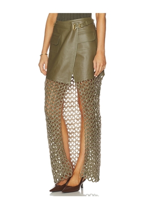 Nonchalant Label Kallan Leather Skirt in Army. Size M. Also in S, XS, L.