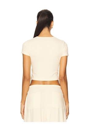 LESET Lauren Crop Slim Fit Tee in Cream. Size M. Also in S, L.