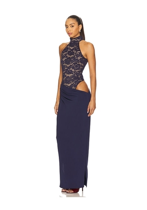 Nookie Lennox Bodysuit Maxi Dress in Navy. Size M. Also in S, L.