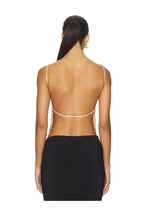 MAY MASHIAH Alice Top in Metallic Silver. Size M. Also in XS, S.