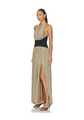 L'Academie Reba Midi Dress in Beige. Size M. Also in S.