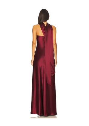 MISHA The Lilia Satin Dress in Wine. Size M. Also in XS, L.